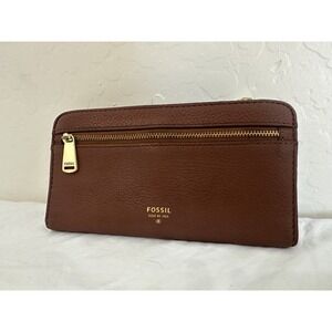 Fossil Cognac Brown Leather Bifold ID Wallet